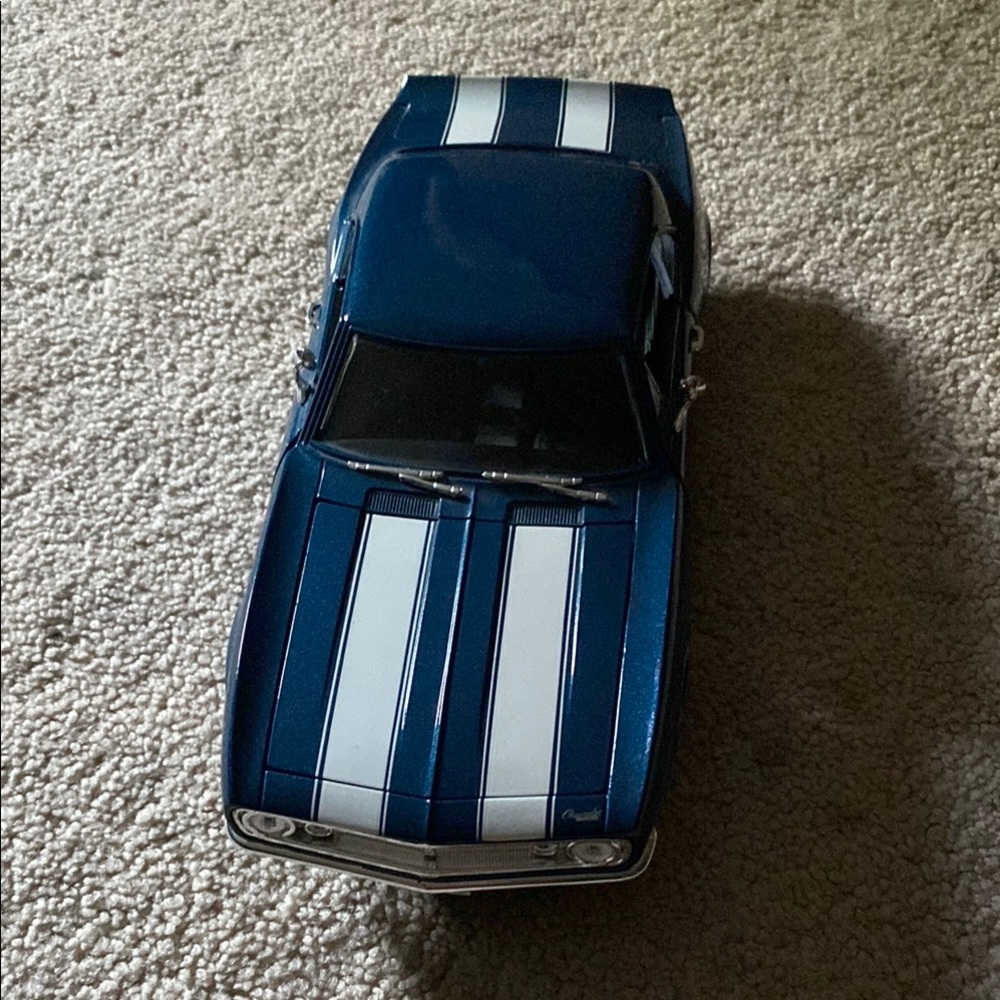 Blue and White Model Car